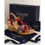 Sandale dama rosii din piele naturala lacuita cu detalii florale si talpa tip pana S68XLR